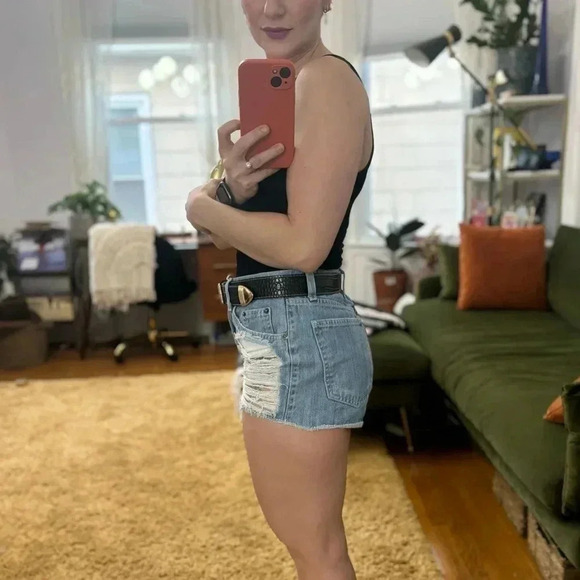 Carmar Distressed Denim High Rise Jean Shorts Sz 27 - Picture 5 of 15